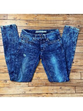 PARASUCO jeans Slik Fit marble blue stretchy lightweight mid rise distressed 27